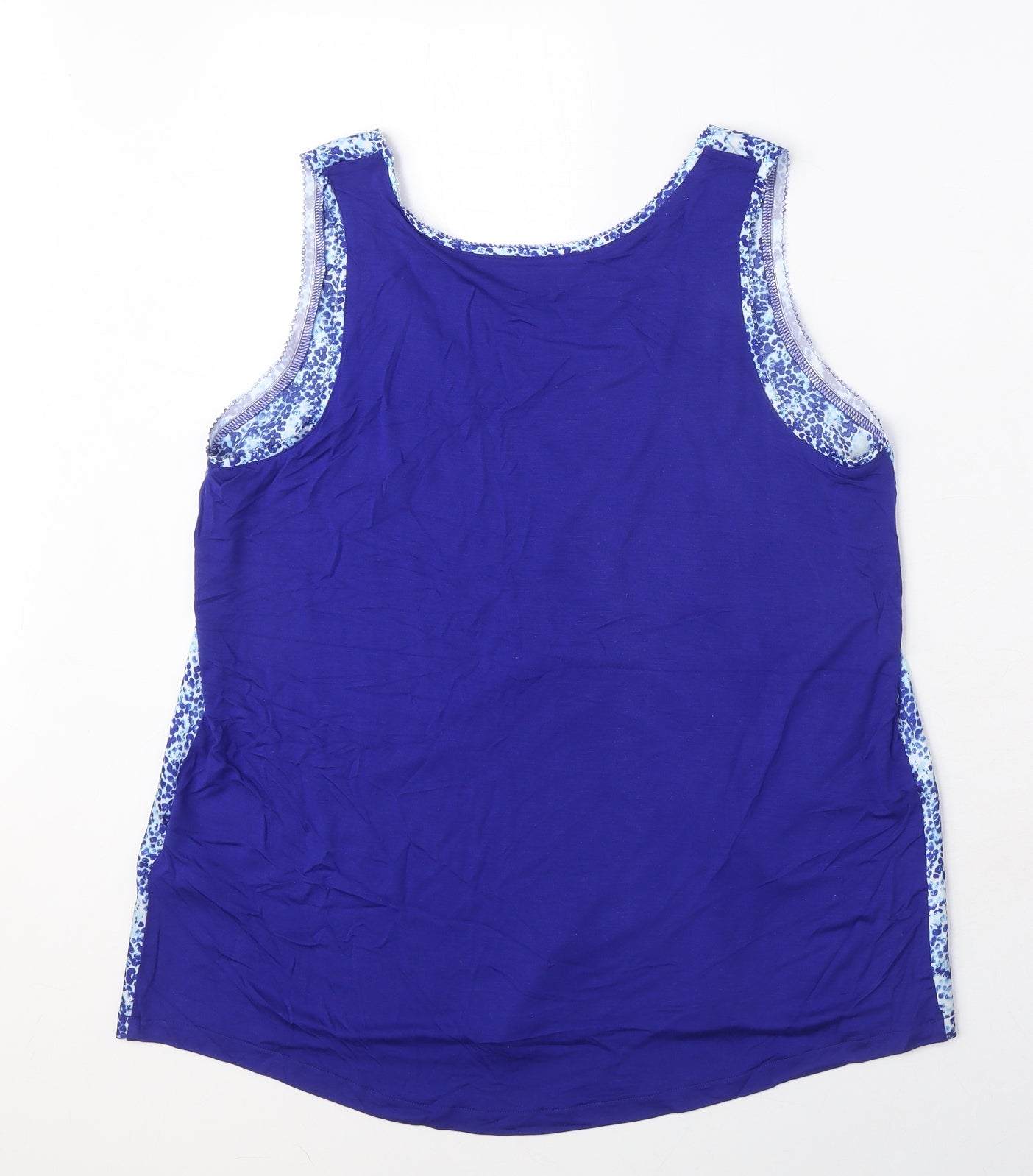 Marks and Spencer Womens Blue Geometric Polyester Basic Tank Size 8 Boat Neck
