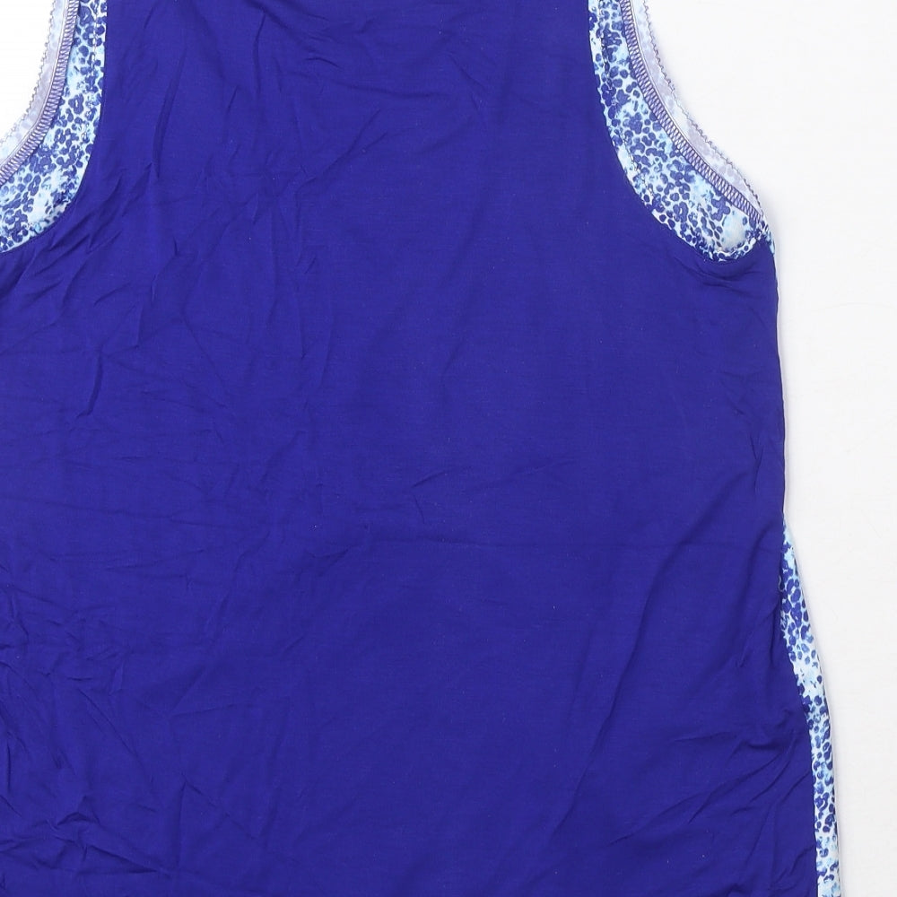 Marks and Spencer Womens Blue Geometric Polyester Basic Tank Size 8 Boat Neck