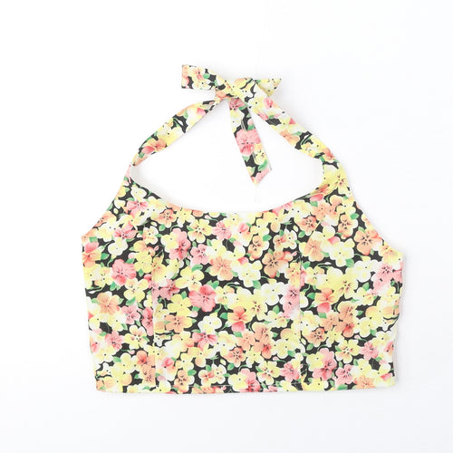 Gold Womens Multicoloured Floral Polyester Cropped Tank Size 10 Halter