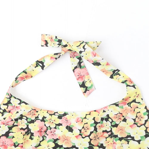 Gold Womens Multicoloured Floral Polyester Cropped Tank Size 10 Halter