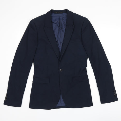 Topman Mens Blue Polyester Jacket Blazer Size 34 Regular