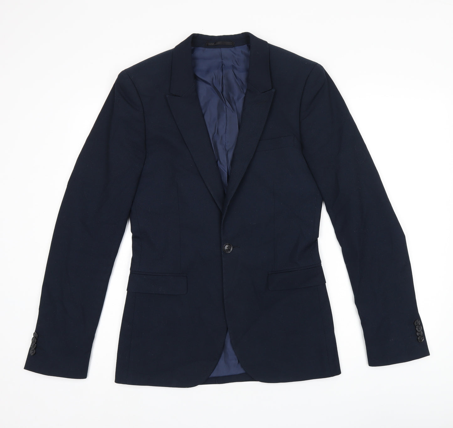 Topman Mens Blue Polyester Jacket Blazer Size 34 Regular