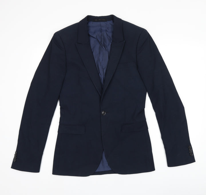 Topman Mens Blue Polyester Jacket Blazer Size 34 Regular