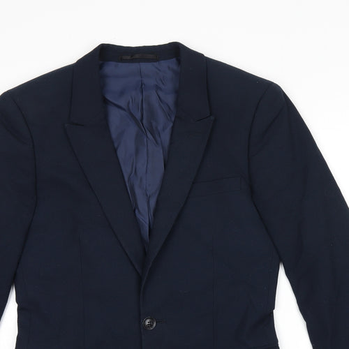 Topman Mens Blue Polyester Jacket Blazer Size 34 Regular