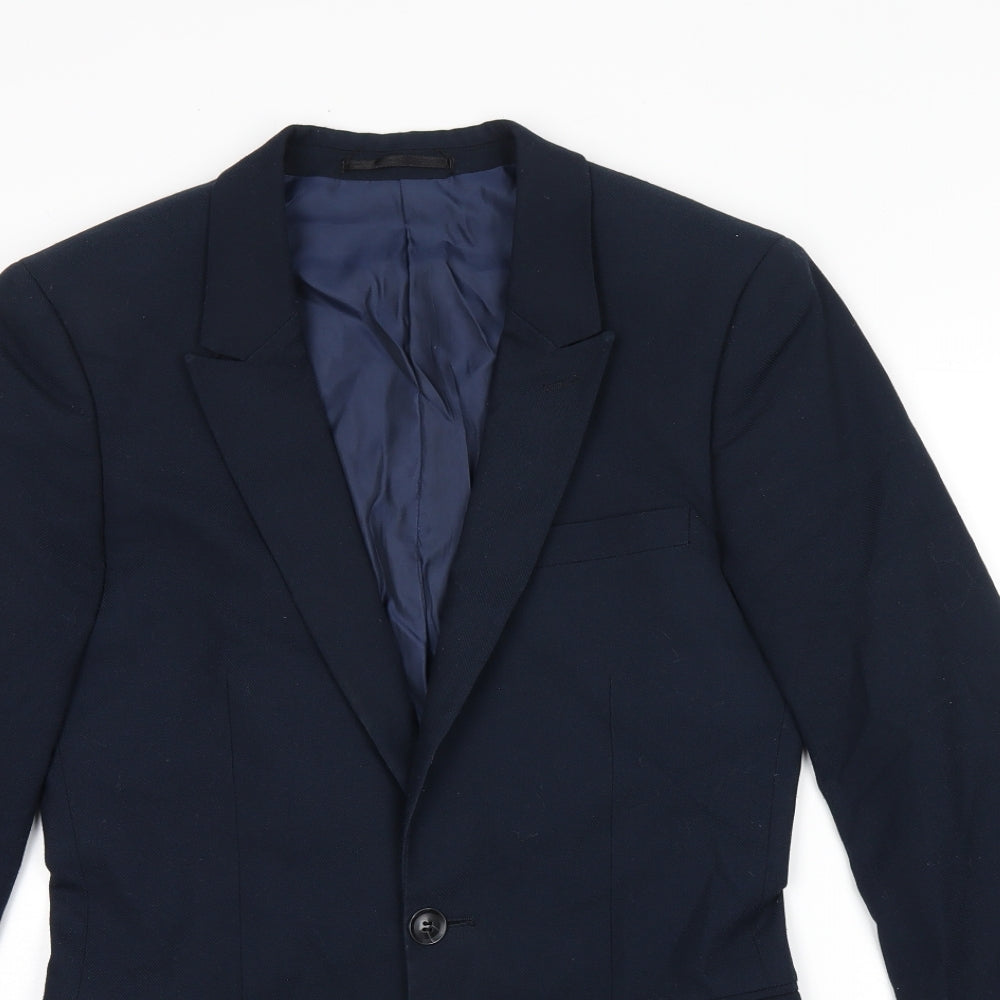 Topman Mens Blue Polyester Jacket Blazer Size 34 Regular