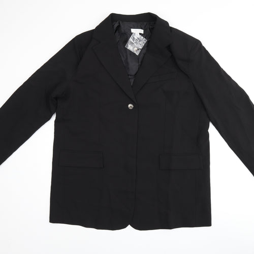 Topshop Womens Black Polyester Jacket Blazer Size 12