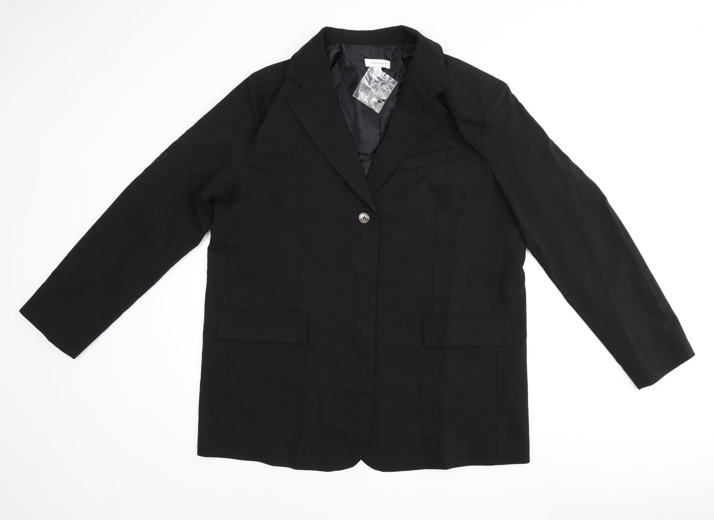 Topshop Womens Black Polyester Jacket Blazer Size 12