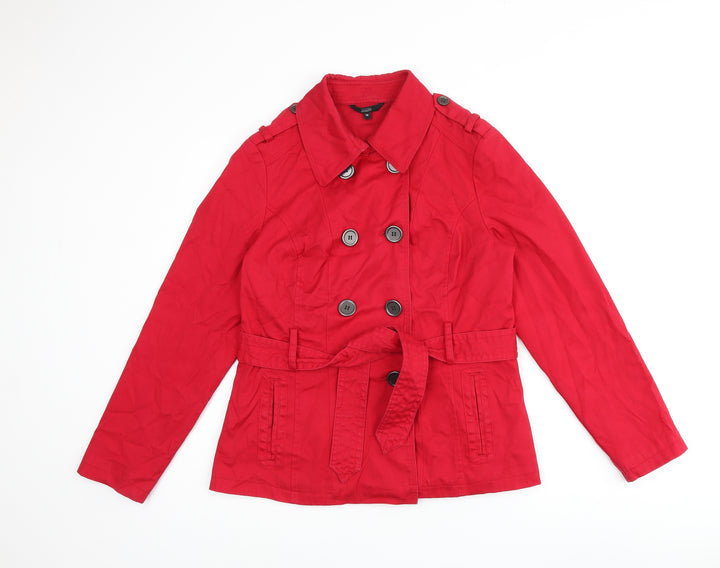 Marks and Spencer Womens Red Pea Coat Coat Size 14 Button