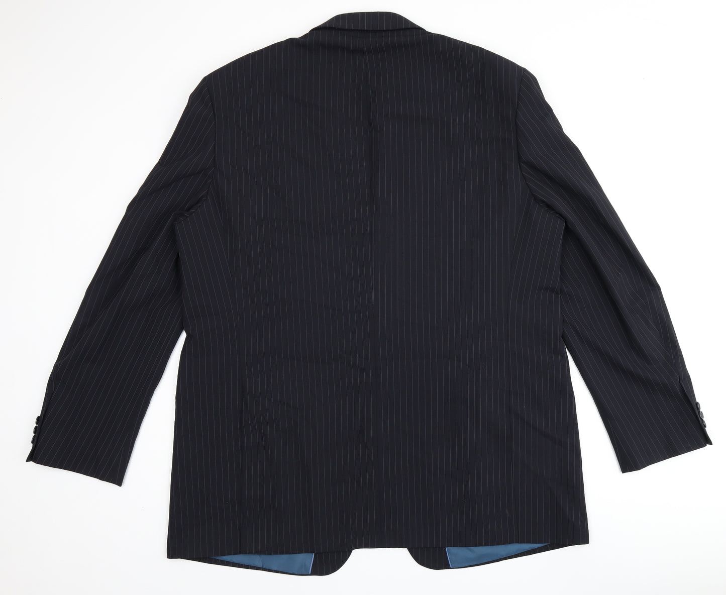 Marks and Spencer Mens Blue Striped Polyester Jacket Suit Jacket Size 48 Regular