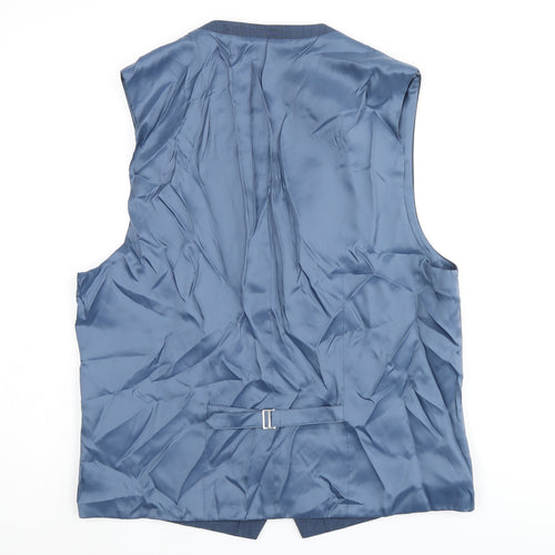 Fellini Mens Blue Polyester Jacket Suit Waistcoat Size 40 Regular