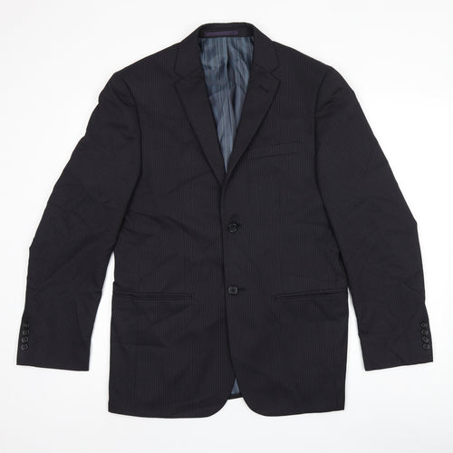 NEXT Mens Blue Striped Polyester Jacket Suit Jacket Size 38 Regular