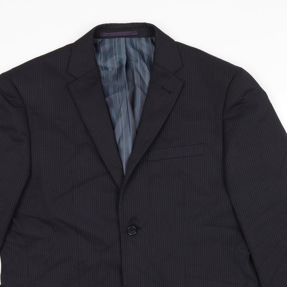 NEXT Mens Blue Striped Polyester Jacket Suit Jacket Size 38 Regular