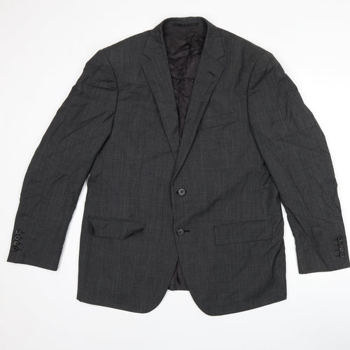 Marks and Spencer Mens Grey Plaid Wool Jacket Suit Jacket Size 42 Regular