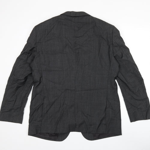 Marks and Spencer Mens Grey Plaid Wool Jacket Suit Jacket Size 42 Regular