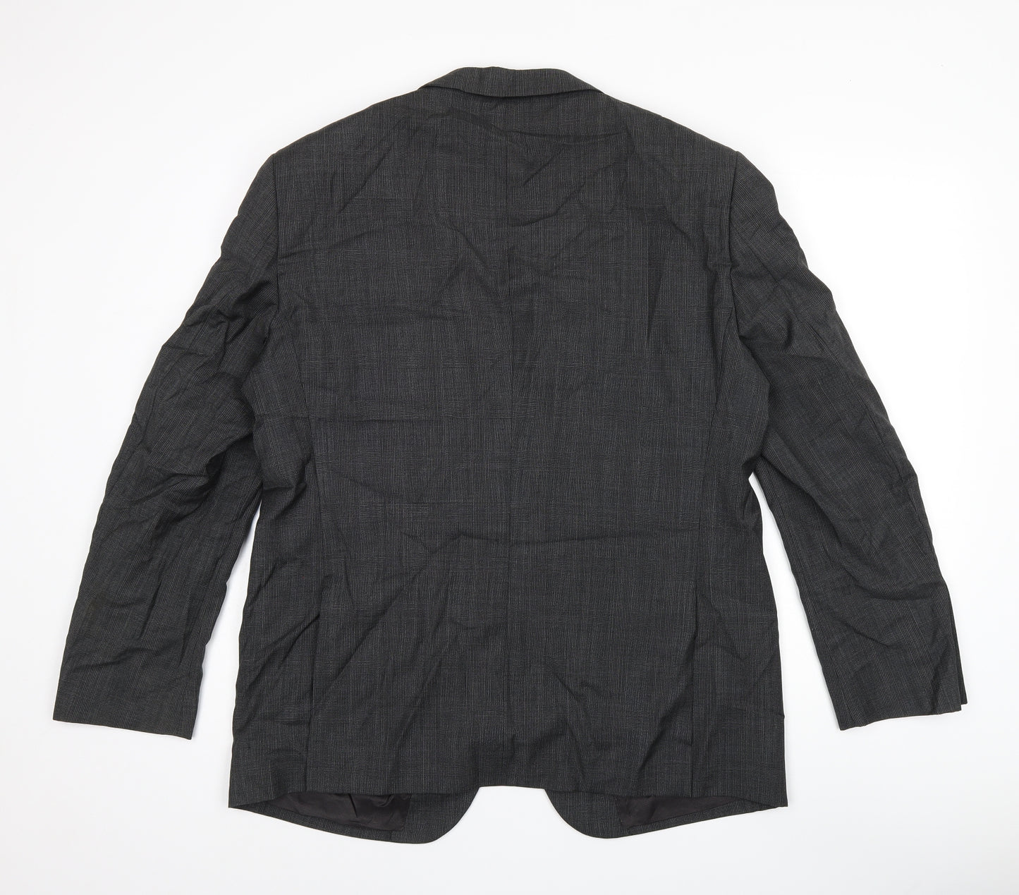 Marks and Spencer Mens Grey Plaid Wool Jacket Suit Jacket Size 42 Regular