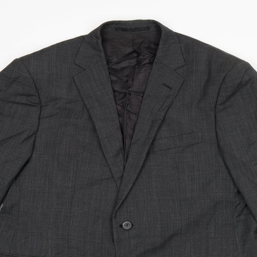 Marks and Spencer Mens Grey Plaid Wool Jacket Suit Jacket Size 42 Regular