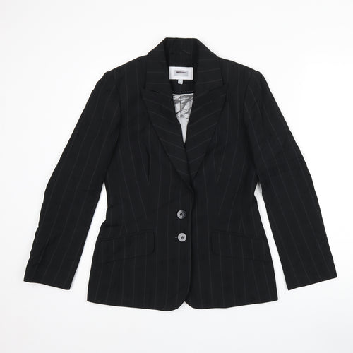 NEXT Womens Black Striped Polyester Jacket Suit Jacket Size 10