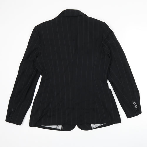 NEXT Womens Black Striped Polyester Jacket Suit Jacket Size 10
