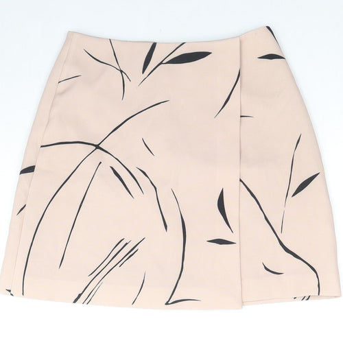 Keepsake Womens Beige Geometric Polyester A-Line Skirt Size S Zip