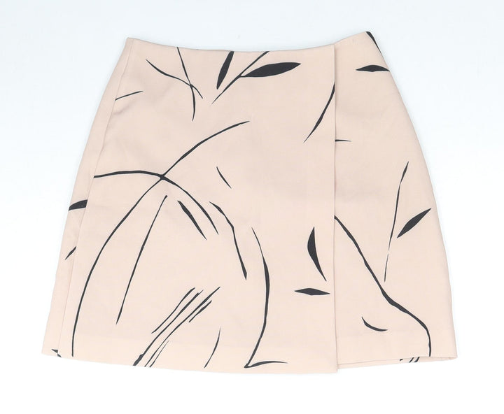 Keepsake Womens Beige Geometric Polyester A-Line Skirt Size S Zip