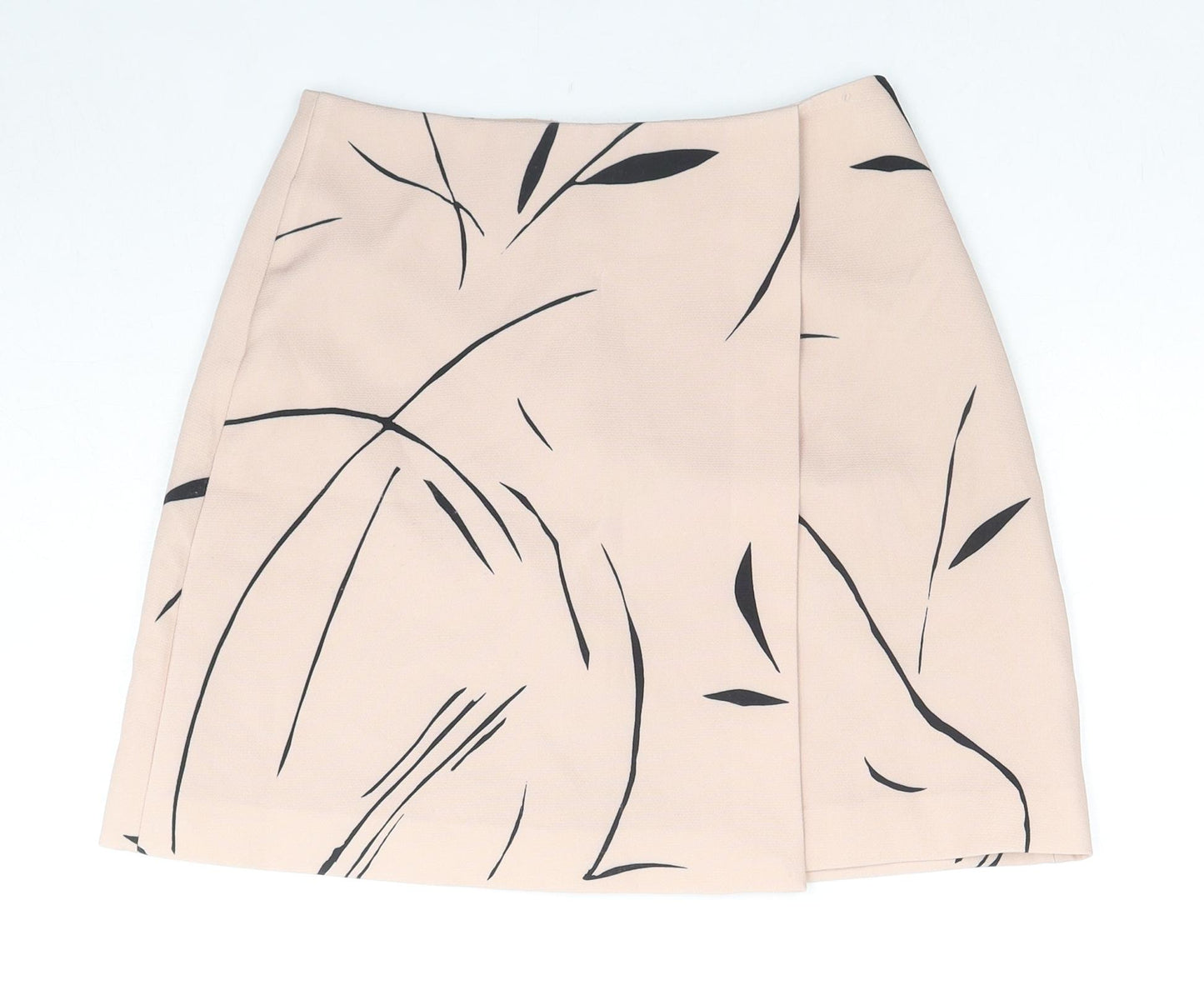 Keepsake Womens Beige Geometric Polyester A-Line Skirt Size S Zip