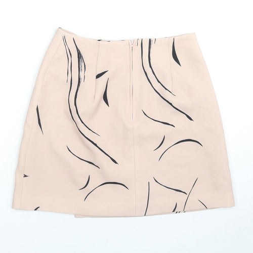 Keepsake Womens Beige Geometric Polyester A-Line Skirt Size S Zip