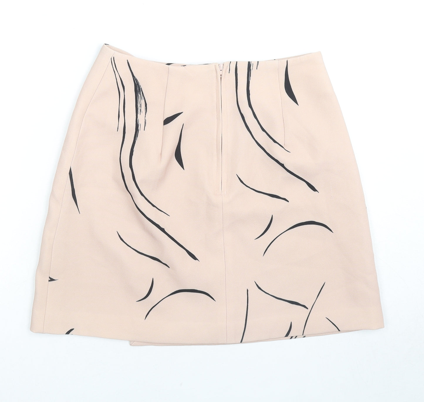 Keepsake Womens Beige Geometric Polyester A-Line Skirt Size S Zip