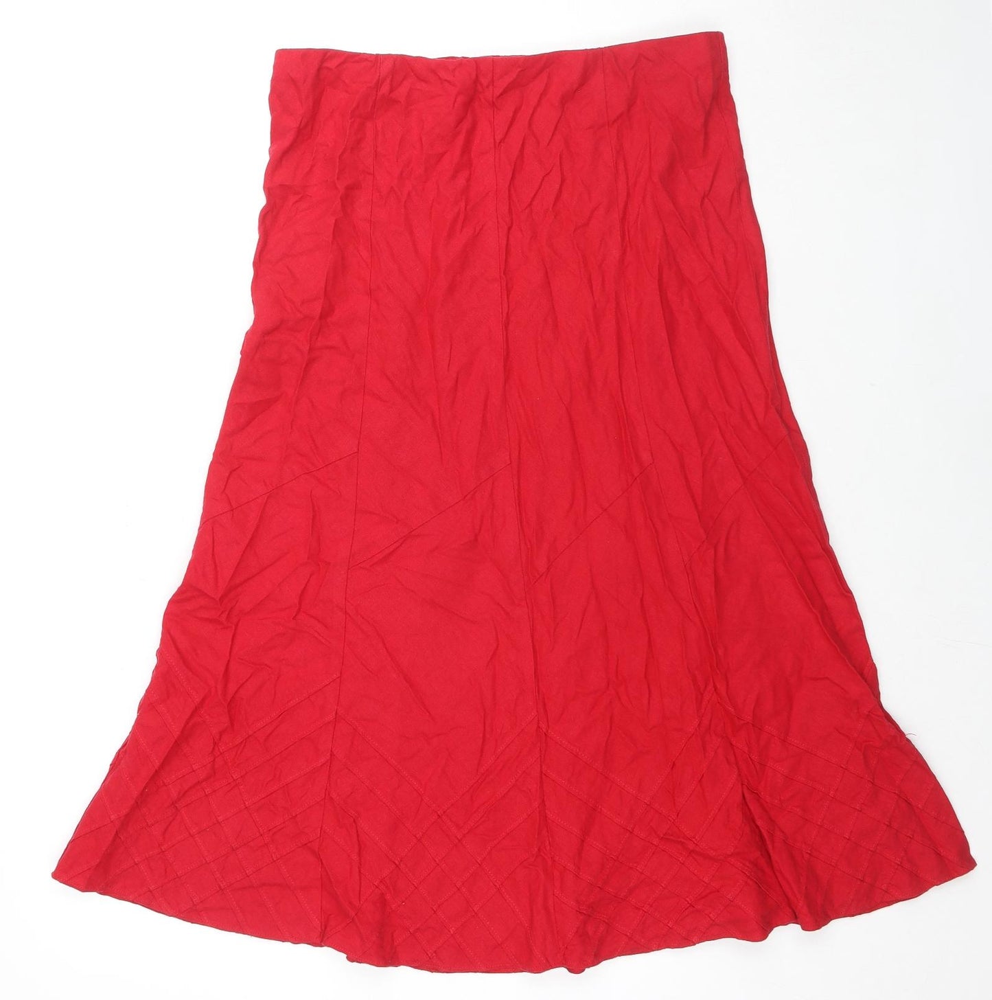 Marks and Spencer Womens Red Linen A-Line Skirt Size 14