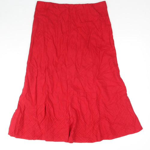 Marks and Spencer Womens Red Linen A-Line Skirt Size 14