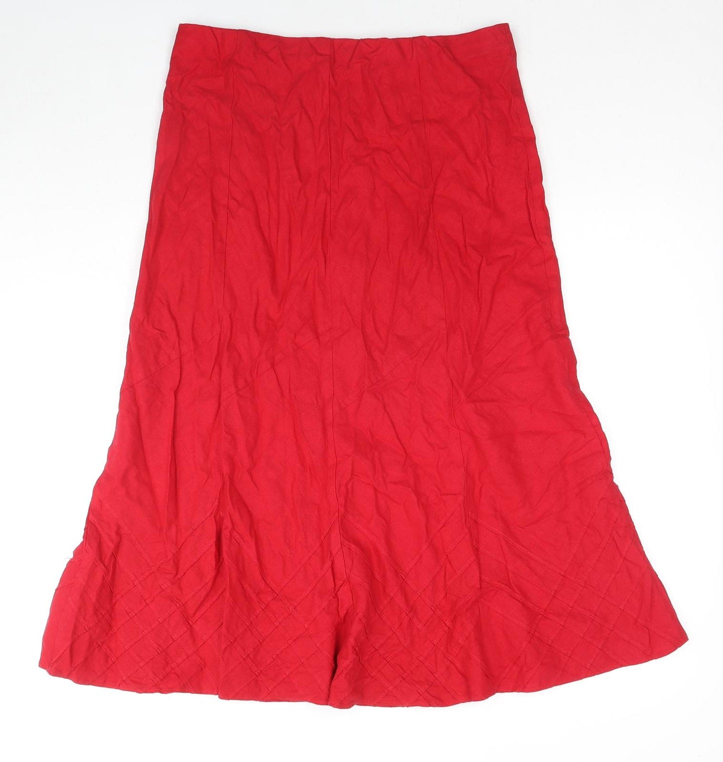 Marks and Spencer Womens Red Linen A-Line Skirt Size 14