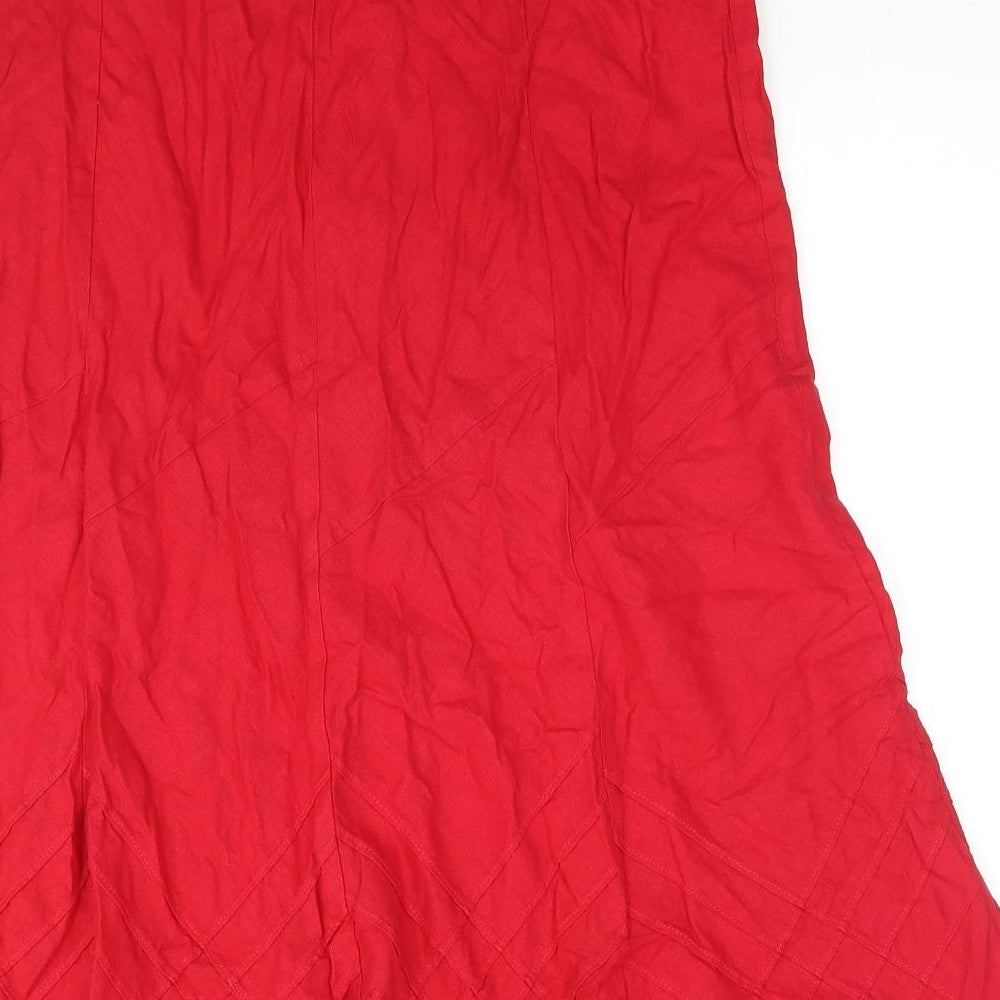 Marks and Spencer Womens Red Linen A-Line Skirt Size 14