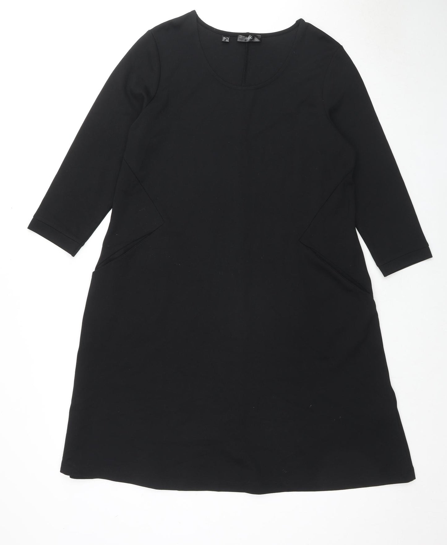 BPC Collection Womens Black Polyester A-Line Size M Round Neck Pullover