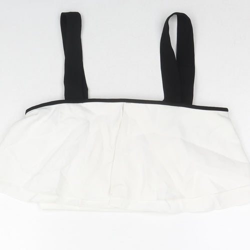 Zara Womens White Polyester Cropped Blouse Size S Square Neck