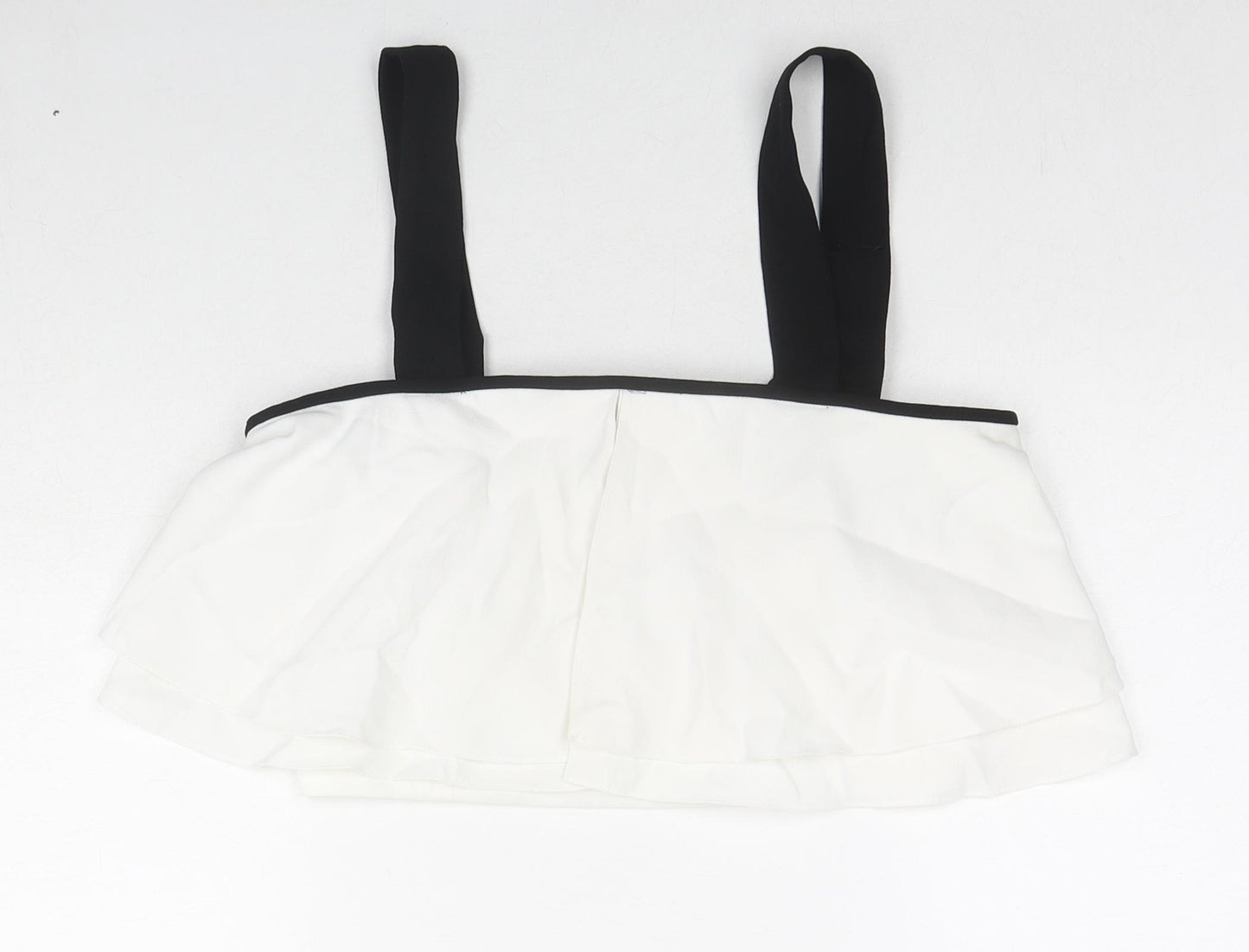 Zara Womens White Polyester Cropped Blouse Size S Square Neck