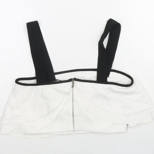 Zara Womens White Polyester Cropped Blouse Size S Square Neck