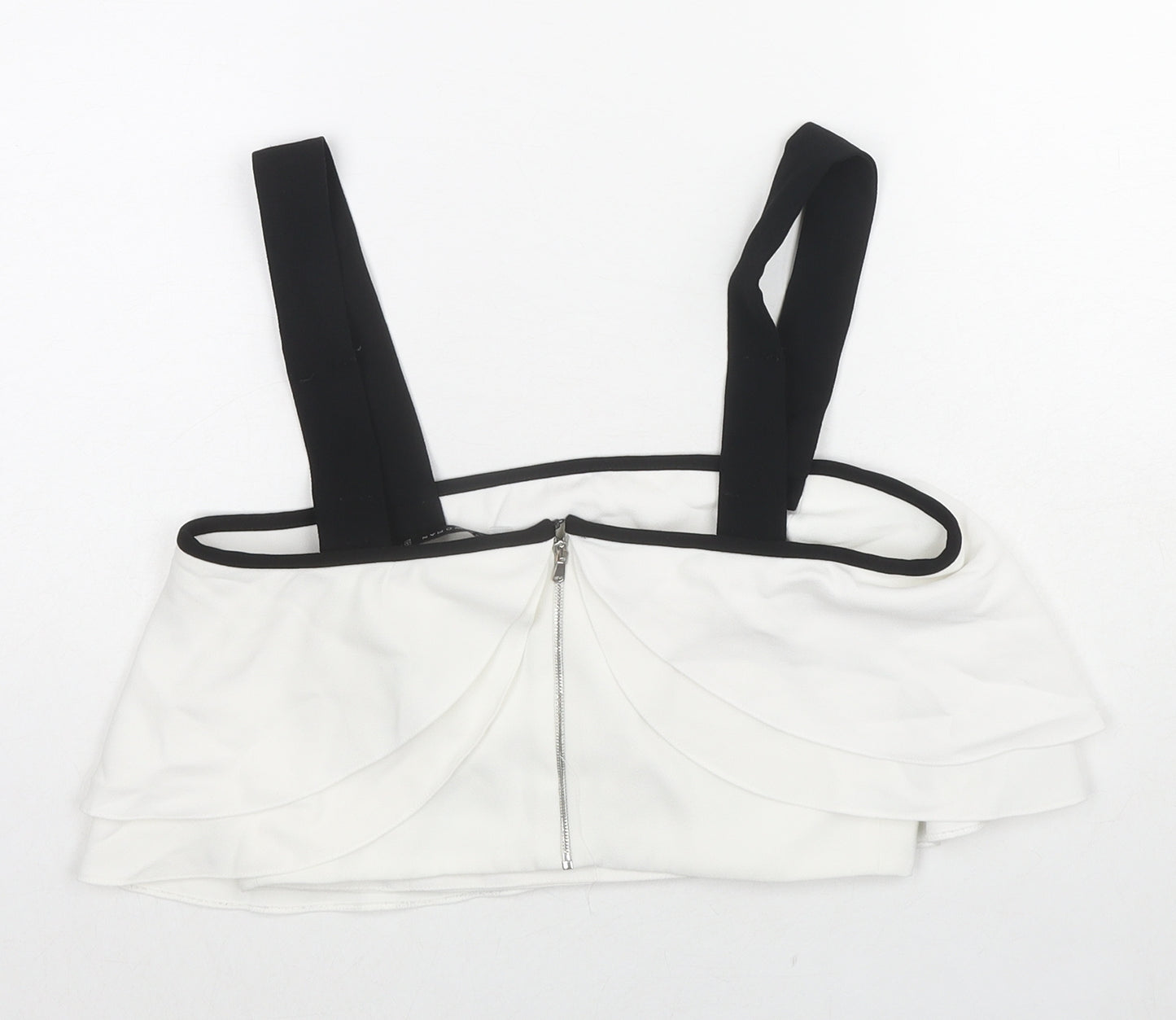 Zara Womens White Polyester Cropped Blouse Size S Square Neck