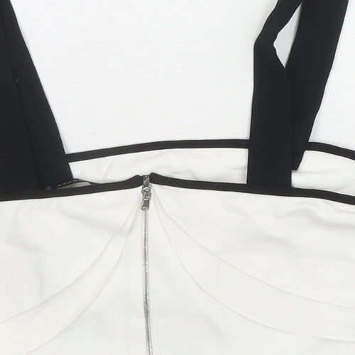Zara Womens White Polyester Cropped Blouse Size S Square Neck