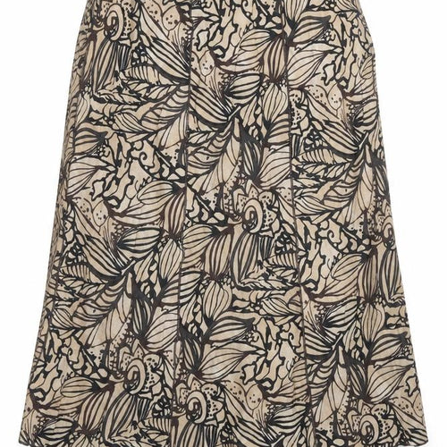 Marks and Spencer Womens Brown Geometric Ramie A-Line Skirt Size 14