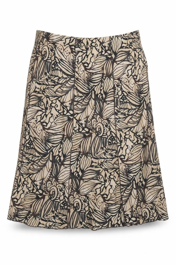 Marks and Spencer Womens Brown Geometric Ramie A-Line Skirt Size 14