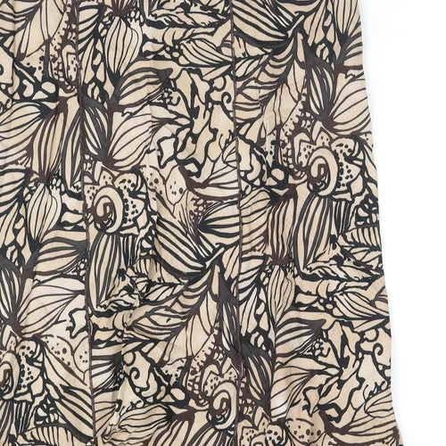Marks and Spencer Womens Brown Geometric Ramie A-Line Skirt Size 14
