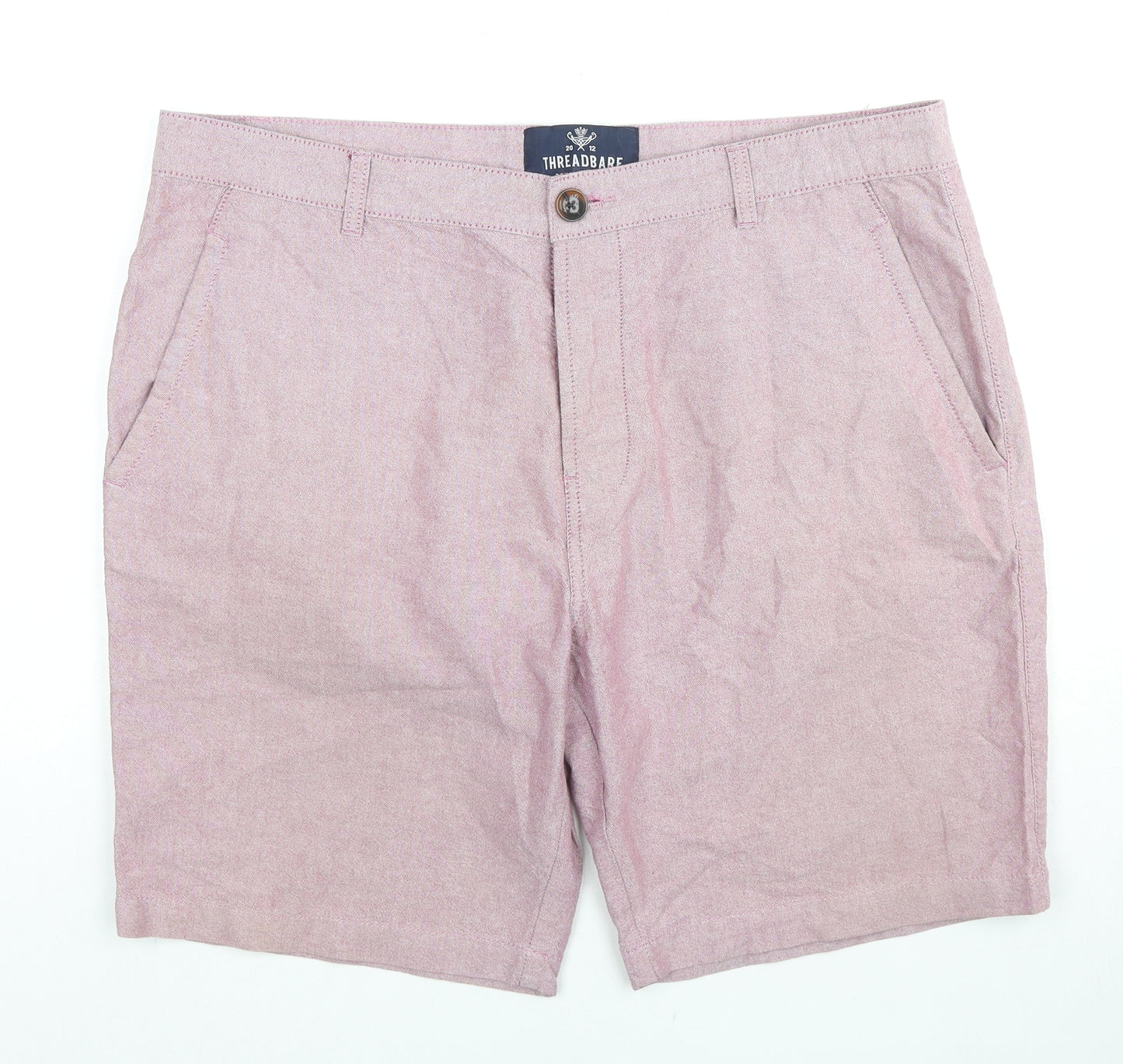 Threadbare Mens Purple Cotton Chino Shorts Size 38 in L9 in Regular Zip