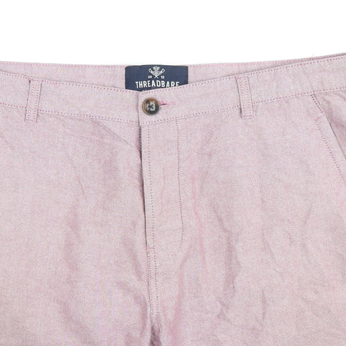 Threadbare Mens Purple Cotton Chino Shorts Size 38 in L9 in Regular Zip