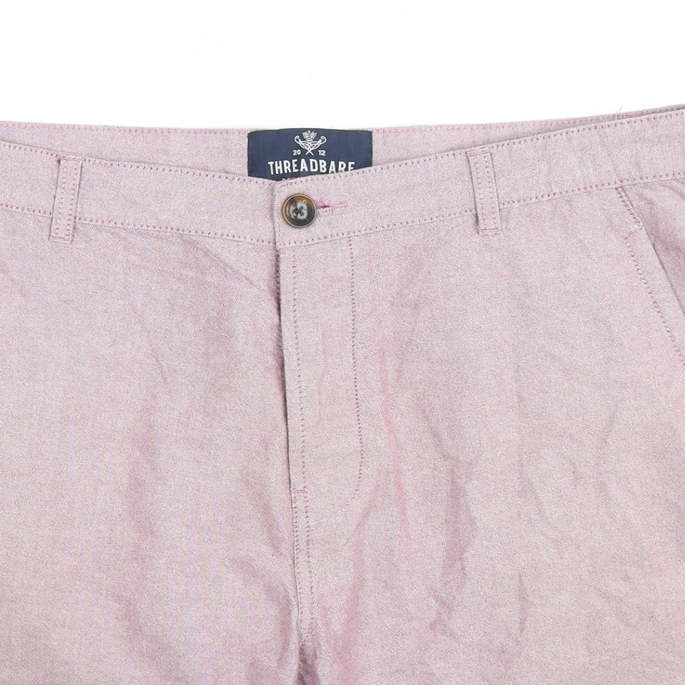 Threadbare Mens Purple Cotton Chino Shorts Size 38 in L9 in Regular Zip