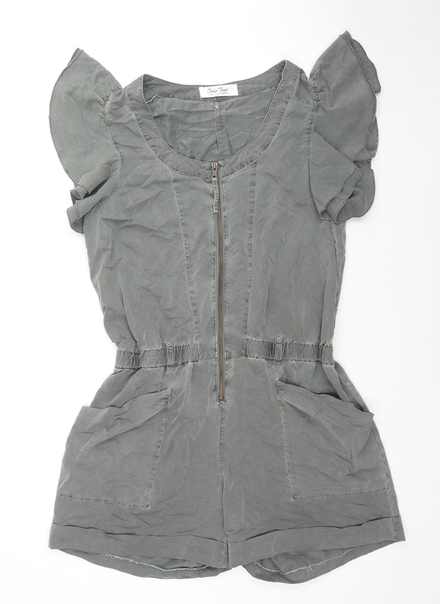 Oasis Womens Grey Viscose Playsuit One-Piece Size 16 L4 in Zip