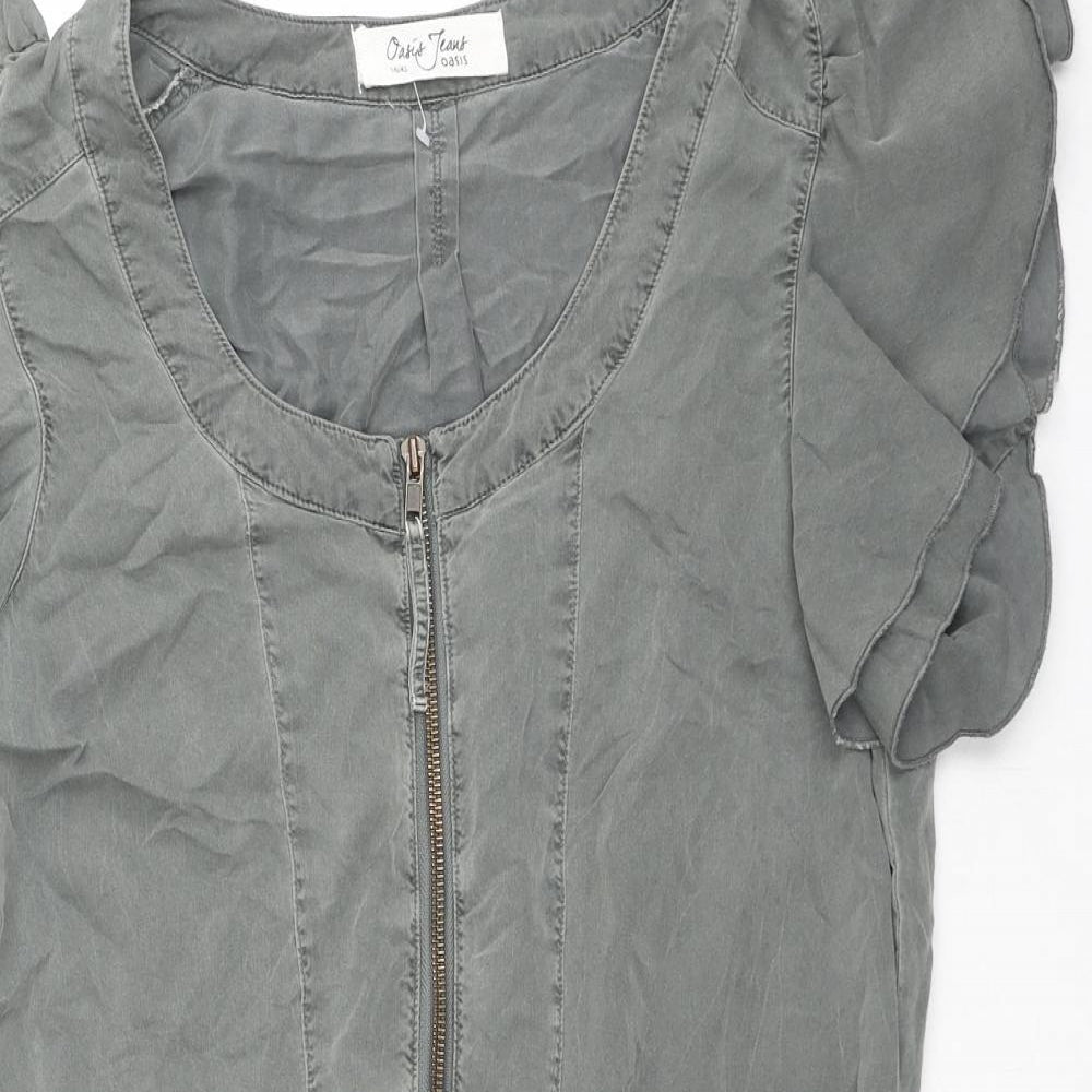 Oasis Womens Grey Viscose Playsuit One-Piece Size 16 L4 in Zip