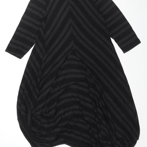 Sahara Womens Black Geometric Viscose Jumper Dress Size S V-Neck Pullover