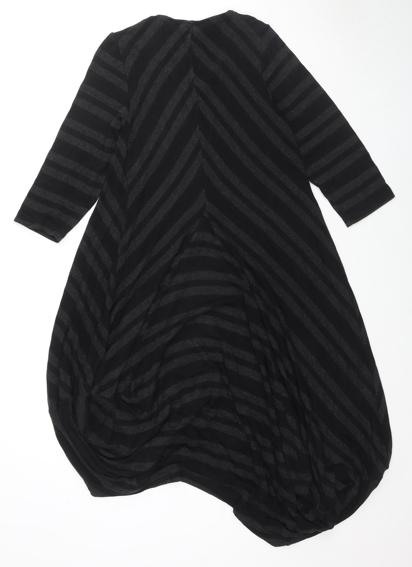 Sahara Womens Black Geometric Viscose Jumper Dress Size S V-Neck Pullover