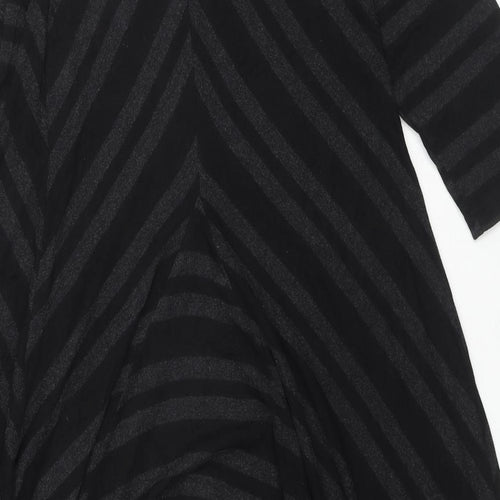 Sahara Womens Black Geometric Viscose Jumper Dress Size S V-Neck Pullover