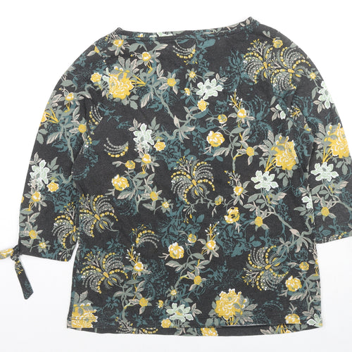 M&Co Womens Multicoloured Floral Polyester Basic T-Shirt Size 14 Round Neck
