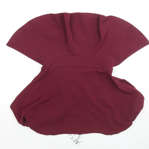 Quiz Womens Red Polyester Basic Blouse Size 8 V-Neck